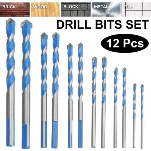 3 4 5 6 8 10 12mm Multi-functional Glass Drill Bit Triangle Bits Ceramic Tile Concrete Brick Metal Stainless Steel Wood with Box