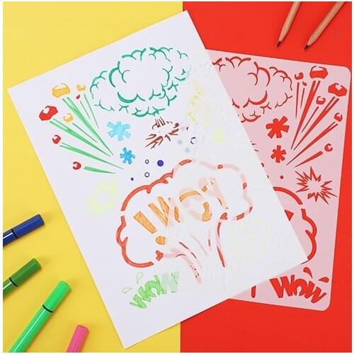 6 sheets/set Different types of drawing stencils Flower Ocean Painting Template material border drawing ruler School Supplies