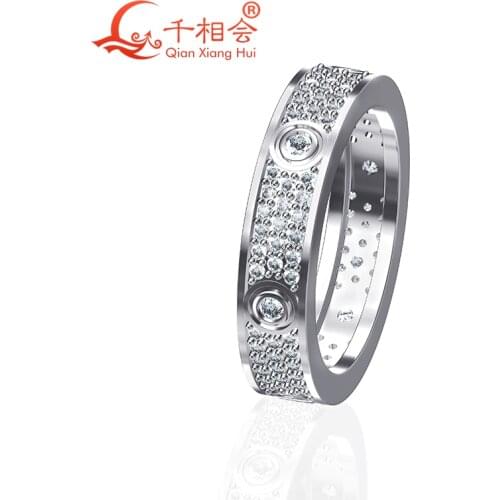 925 silver rings Hot Sale Classic Love Three Rows Of Luxury Eternity Ring Ladies' Ring Moissanite Wedding Engagement Ring
