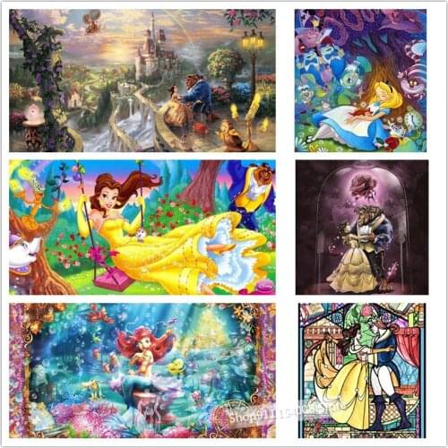 Disney Full Square Diamond 5D DIY Diamond Painting Beauty and the beast Embroidery Cross Stitch Rhinestone Painting Decor Home