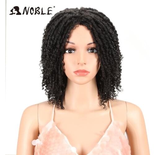 Noble Hair bouncy Curly Short Wigs For Black Women 12 Inch Mixed Color Synthetic Wig Adjustable Free Shipping