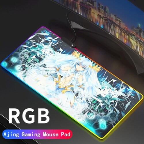 DATE A LIVE Custom Large Gaming RGB Mouse Pad Gamer Keyboard Rubber MousePad USB Wired LED Big Backlight Computer Desk Mat