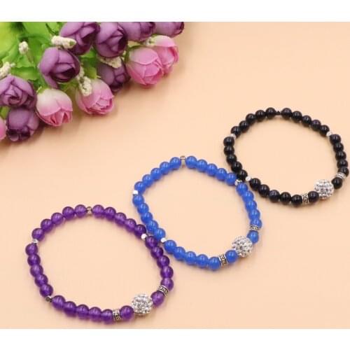 Beads Bracelet Wristband Jewelry for Women Girls Gifts Natural Stone Jades Crystal Galaxy Solar Ametysts Bracelets Bangle B377