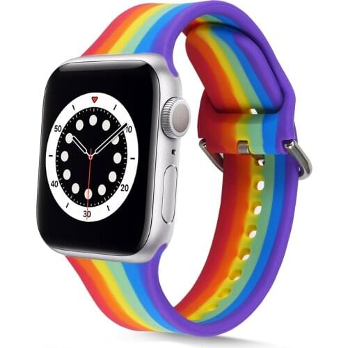 Color Silicone Strap for Apple Watch Band 44mm 40mm Series 6 5 4 SE Men/Women replacement bracelet straps for iwatch 3 42mm 38mm