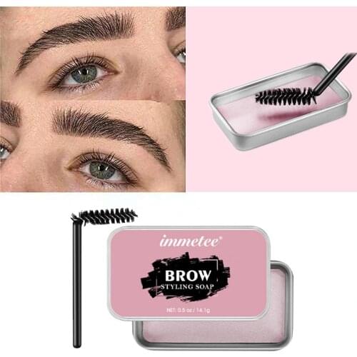 1 PC Long Lasting Eyebrow Shaping Soap Eye Brow Styling Gel Wax With Brush Trimmer With Shaping Knife Eyes Makeup Set TSLM1