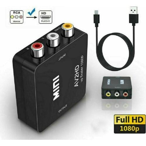HDMI-compatible Adapter AV Scaler to HD Video Composite Converter Box HD to RCA AV/CVSB L/R Video 1080P Support NTSC PAL