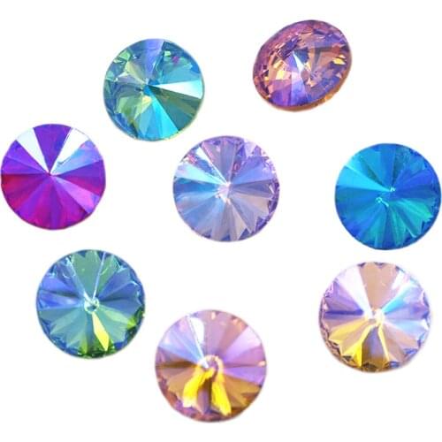 Top sale AB color crystal glass sew on rhinestones Round shape loose rhinestones DIY Nail Art
