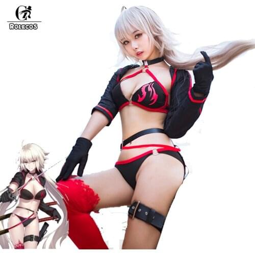 ROLECO Game FGO Cosplay Costume Jeanne d'Arc Avenger Cosplay Costume Sexy SwimSuits for Women Cosplay Costume