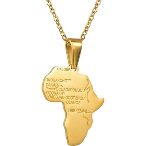 Creative Africa Map Pendant Necklace for Women Men Personality Necklace Trendy Jewelry Gifts