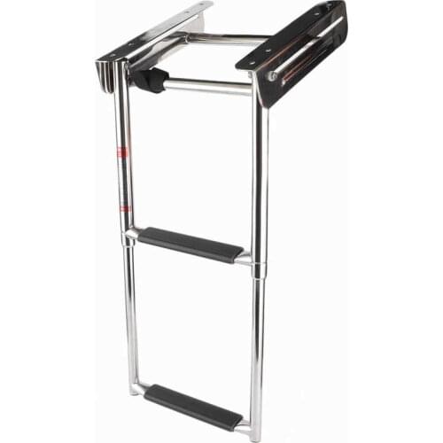 Boat Ladder 2 Step Marine Deck Ladder Telescoping 2‑Step Boat Swim Platform Stair Stainless Steel W/Fixed Rope Deck Hardware