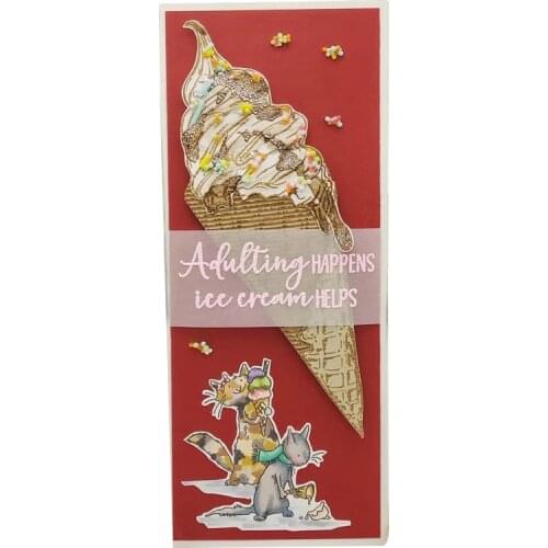 You Deserve It Treat Yourself Ice Cream Metal Cutting Dies Matching Clear Silicone Stamp DIY Crafts Card Making Scrapbooking