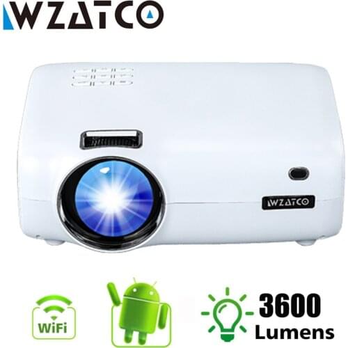WZATCO E600 Smart LED Projector Android 9.0 Wifi Support Full HD 1080p 4K Mini Beamer Home Cinema Movie Video Proyector