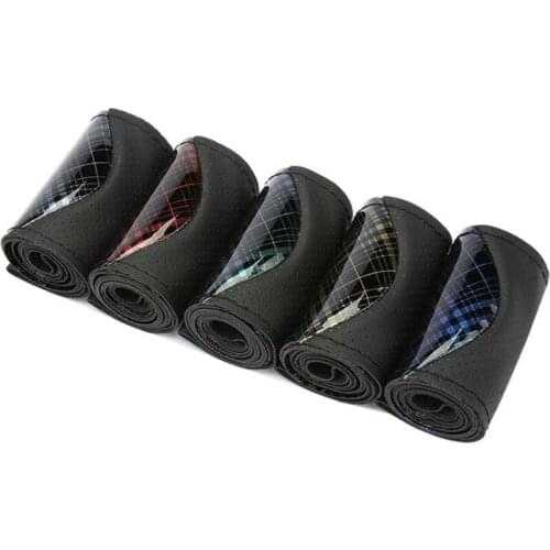 Crystal lattice fashion sports hand-stitched steering wheel cover Car handle cover non-slip wear