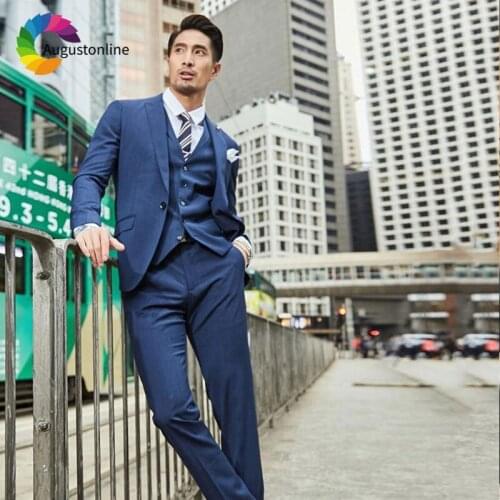 Royal Blue Men Suits Wedding Suits for Man Blazer Suit Wide Peaked Lapel 3Piece Jacket Pants Vest Groomsmen Suit Groom Tuxedos