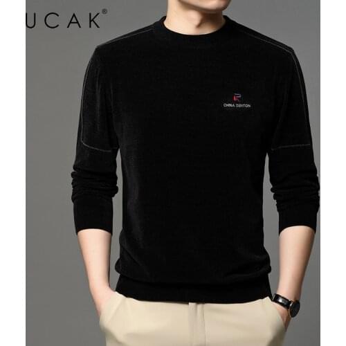 UCAK Brand Casual Sweater Men Clothing Mock Neck Solid Color Streetwear Sweater Pull Homme Spring Autumn Thick Pullover U1253