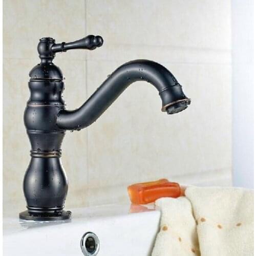 Oil Rubbed Bronze Antique Brass Kitchen Wet Bar Bathroom Vessel Sink Faucet Swivel Spout Mixer Tap Single Hole One Handle mnf273