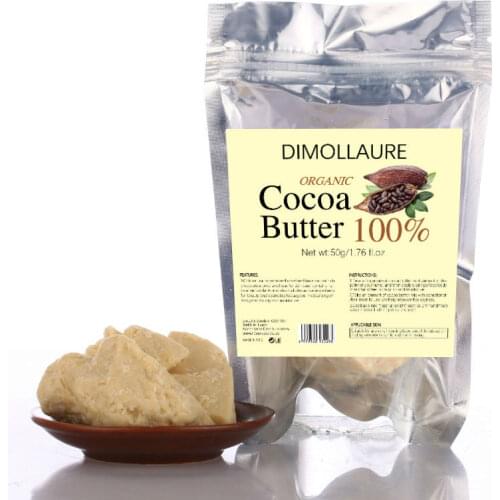 Dimollaure Unrefined Cocoa Butter Raw 50g Pure Cocoa Butter Base Oil Food Grade Natural Organic Essential Oil skin care
