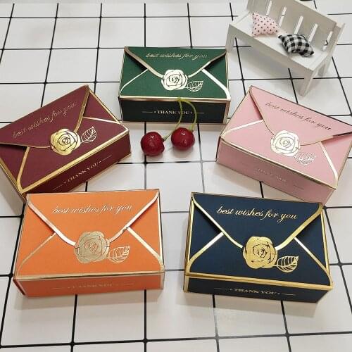 New Envelope Style Paper Gift Box Wedding Candy Box Chocolate Packaging Boxes Wedding Favors for Guests Birthday Decoration