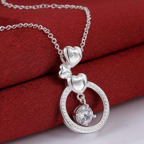 Wholesale necklace cute charms high quality silver color charms for women lady wedding jewelry crystal necklace N619