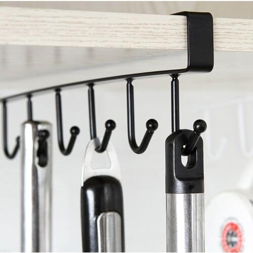 Shelf Kitchen Iron Traceless Nail-Free Hook Cabinet Receipt Hanger Multi-Functional Row-Hook Wardrobe 6 Hook Finishing Frame