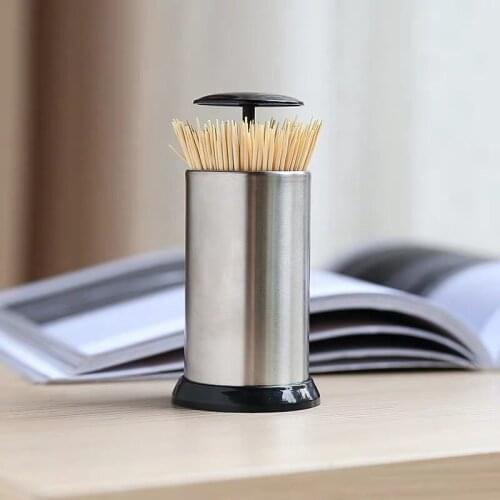 Press type toothpick box automatic spring cover stainless steel toothpick cartridge toothpick dispenser