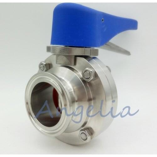 3/4" Sanitary Stainless Steel 316 Clamp Multi-Position Handle Butterfly Valve