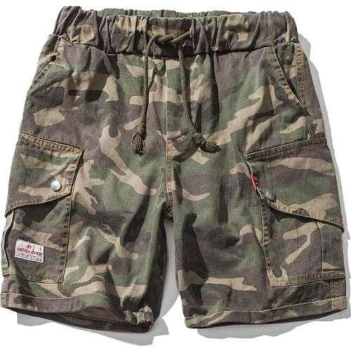 Mens Summer Cotton 5 Shorts Fashion Trends Hip Hop Loose Camouflage Shorts Street Wild Tide Men Straight Strap Sports Shorts