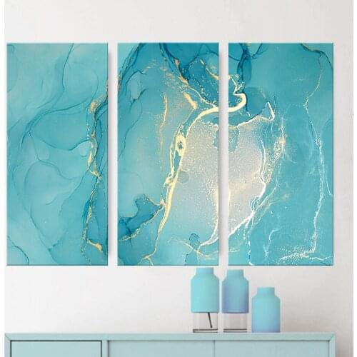 Modern Abstract Marble Texture Canvas Painting Alcohol Ink Colorful Wall Art Prints Pictures Posters for Living Room Home Decor