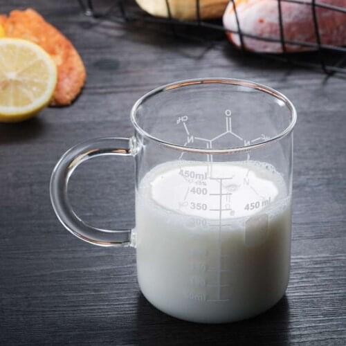 450ml Scale Double Wall Glass Cup Heat-resistant Coffee Mug Milk Juice Tea Cup Travel Mug Home Breakfast Cup Drinking Glasses