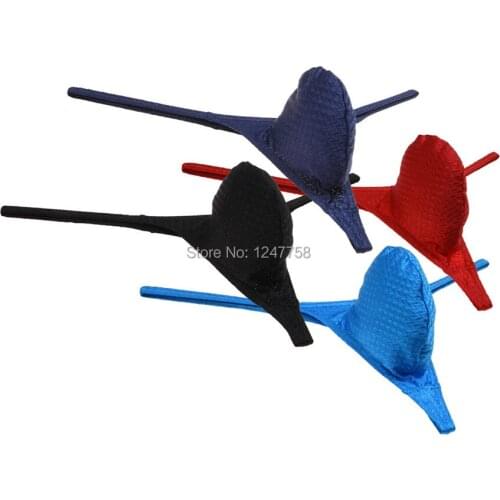 Men Drawnwork Micro Thong Underwear Men Solid G Strings Thong Underwear Bulge Pouch Bikini Trunks Tanga