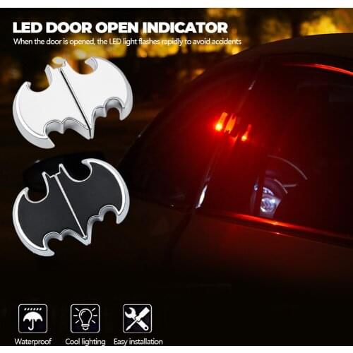 Bat Shape Universal Car LED Opening Door Safety Warning Anti-collision Flash Lights Red Kit Wireless Alarm Lamp Signal Light