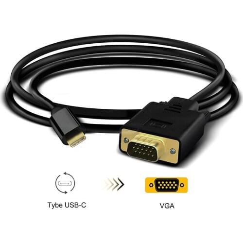 1.8M 6FT USB TYPE-C to VGA USB 3.1 Type C to VGA Cable For MacBook ChromeBook Huawei MateBook Samsung S10 S9 S8