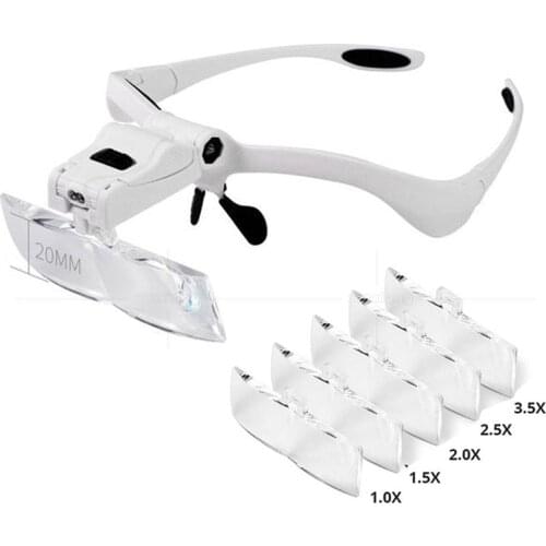 Headband LED Magnifier 1.0X, 1.5X, 2.0X, 2.5X, 3.5X Magnifying Glass With LED Light Portable Backlit Magnifier Jewelry Loupe