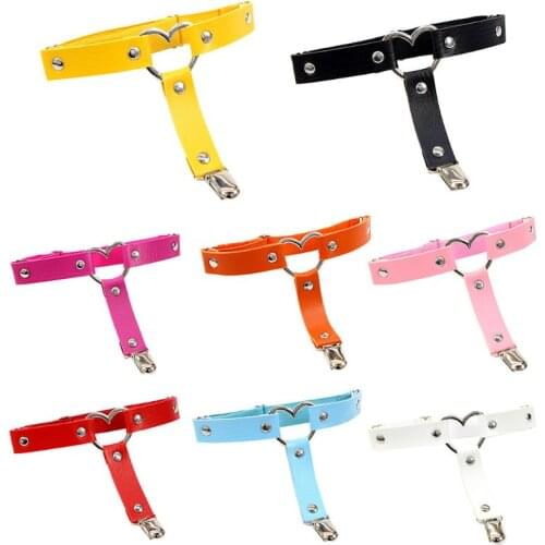 Women Gothic Punk Heart Ring Leg Garter Belt with Anti-Slip Metal Clip Elastic Adjsutable Harness Harajuku Thigh Ring