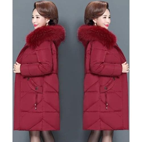 2021 Winter Women Coat Parka Oversize 6xl Women Winter Jacket Fur Collar Female Jacket Slim Cotton-Padded Long Jacket Outerwear