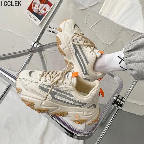 Platform Sneakers 2021 Women Female Fashion Sneakers Lace-up Basket Femme Dad Chunky Breathable Mesh Sneakers for Women