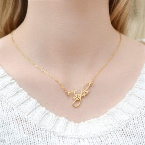 Cursive Script Name Necklace Personalized Jewelry Scriptina Stainless Steel Custom Nameplate Choker For Women Best Friends Gift