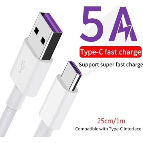1m 0.25m USB C Cable 5A Supercharge USB Type C Cable for Huawei p20 5A Quick Charging Fast Charger Cable for Honor V10