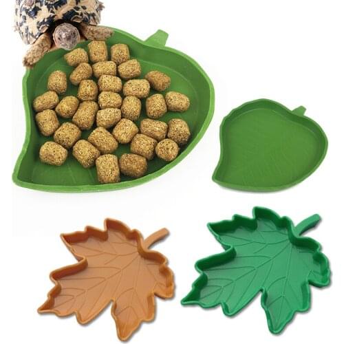 1PC Amphibians Reptile Leaf Shape Plastic Feeder Reptile Terrarium Feeding Basin Tortoise Lizard Water Fountain For Turtles