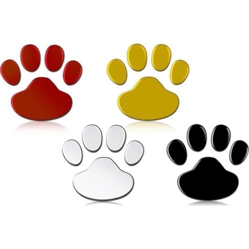 2pcs/set car decoration cool design paw 3D animal dog cat bear foot prints footprint decal computer stickers sliver black golden