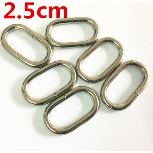20pcs 25mm 1''IN Non-Welded Oval Rings Nickel Plated D-Rings Webbing Strapping buckles DIY Metal Dee Ring D Webbing Belt Ribbon