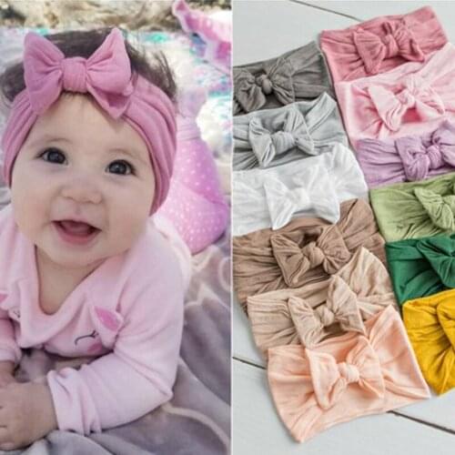 2021 Spring Baby Girl Turban with Bow Wide Headband Workout Gift for Newborn Child