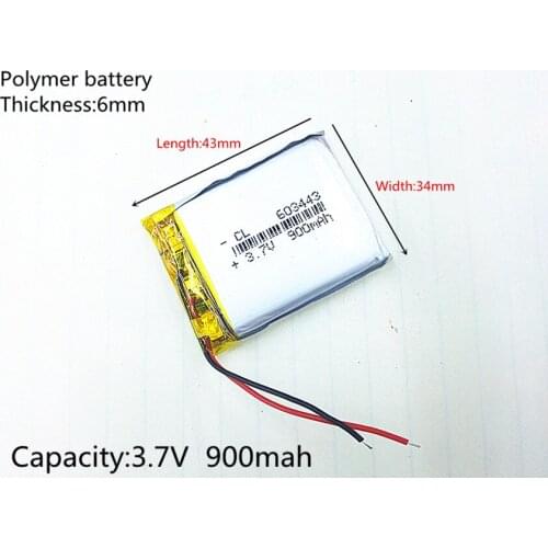 3.7V,900mAH,[603443] NTC,Polymer lithium ion / Li-ion battery for GPS,mp4,cell phone,speaker,DVR RECORDER;603443