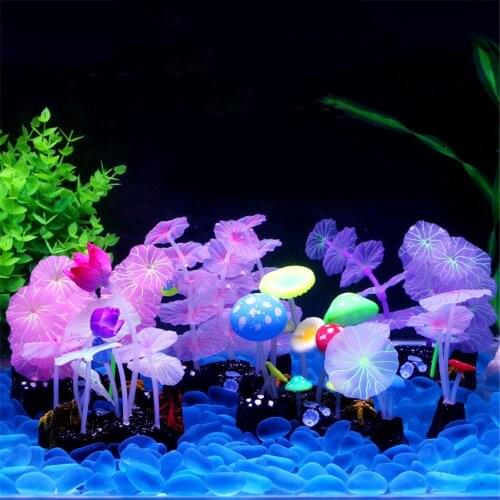 9pcs Aquarium Fluorescent Artificial Plants Simulation Aquatic Plant Fish Tank Aquarium Landscaping Fake Decorative Plants