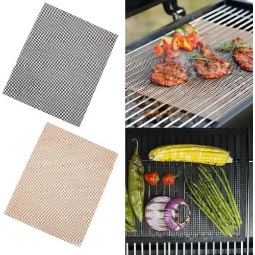 Behogar 3pcs Non Stick BBQ Grill Cooking Mesh Mat Grilling Sheet Liner for Gas Charcoa Electric Barbecue Grilled Vegetables Fish
