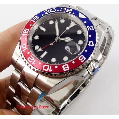 Business Style Sterile Stainless Steel 40mm Mens Watch Sapphire Glass Auto Date Alloy Bezel Luminous Marks