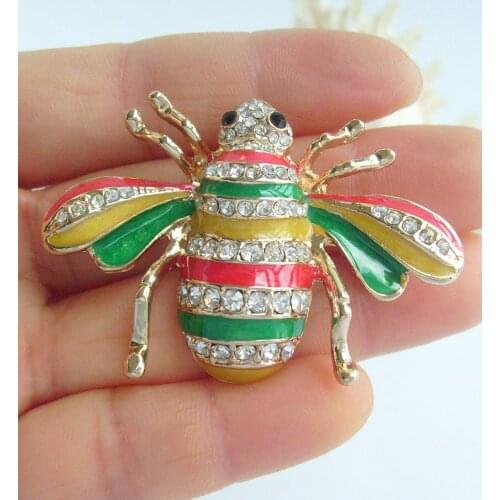 Lovely Insect Bee Honeybee Brooch Pin Pendant Clear Rhinestone Crystal JC0110C2