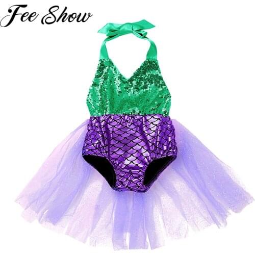 Baby Girls One-piece Summer Swimming Party Swimsuits Swimwear Beachwear Scales Printed Sequined Swimsuit Kids Beach Bathing Suit