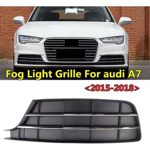ABS Black And Chrome High Quality Front Lower Bumper Grills For Audi- A7 2015 2016 2017 2018 Fog Light Grille Fog lamp Frame