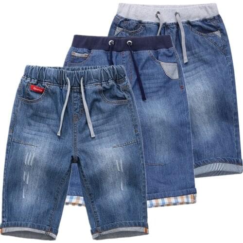 Kids Jeans Shorts Summer Fashion Striped Design Childrens Leisure Denim Short Pants For Teenager Boys 2-14 Year Child Wear